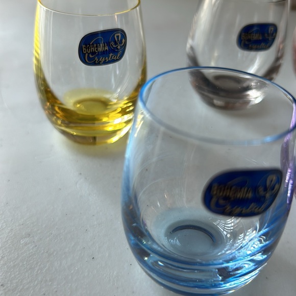 6 Small 2 oz Bohemia Crystal Rainbow Glasses New - Picture 8 of 11